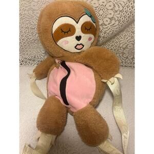 Luv Betsey 20' inch Plush Sloth Back Pack, Purse, Pillow, Tan pink